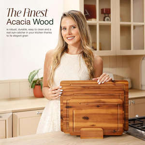 Tabla de cortar multiusos de bambú con canal para jugos |   Tabla de Cortar Ideal para Preparar Carne, Verduras y Frutas - Product Image 2