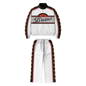 Conjunto de chándal cortavientos de nailon de alta calidad con logotipo personalizado, con media cremallera, para hombre, talla grande. - Product Image 3