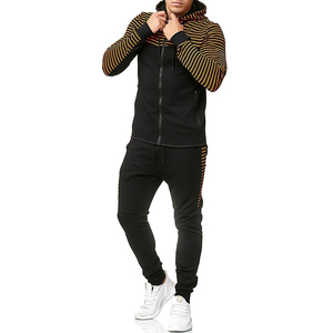 Ensemble de survêtement pour homme en coton 100% noir et rouge, design 2 en 1, sweat-shirt à capuche à manches longues avec cordon de serrage, poches latérales, décontracté et sportif - Product Image 5