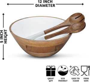 Ensemble de saladiers en bois de manguier écologique, best-seller Alibaba, motif bohème bleu à carreaux émaillés, pour la maison, les fêtes, le mélange de fruits, 1000 ml - Product Image 5