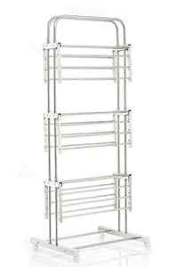 Glossy Chrome Finish Three Layer Stainless Steel Laundry Stand Collapsible Floor Standing <b>Cloth</b> <b>Dryer</b> 35 Feet Airer With Wheels - Product Image 1