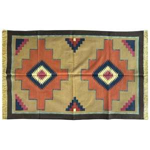 Tapis et ensembles Dhurrie en coton multicolore Motifs antiques classiques pour le salon 007 Tapis de sol - Product Image 3