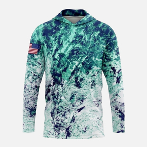 Haut de pêche personnalisé à manches longues en polyester camouflage anti-UV à faible MOQ - Acheter un maillot de pêche, un sweat à capuche de pêche à manches longues - Product Image 5