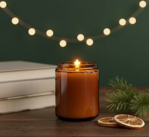 เทียนหอมทำมือจากขี้ผึ้งถั่วเหลืองในขวดแก้ว - สไตล์โมเดิร์นสำหรับใช้ในบ้าน เหมาะสำหรับตกแต่งคริสต์มาส ปีใหม่ รอมฎอน และดิวาลี - Product Image 3