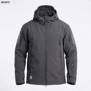 SPOFIT High Quality Men's Softshell Fleece Jacket Hooded Windproof <b>Winter</b> <b>Work</b> <b>wear</b> Coat Dark Gray - Product Image 1