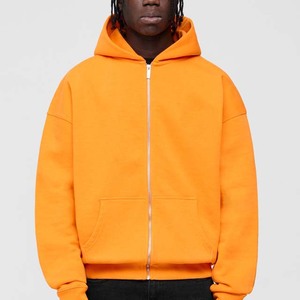 Sudadera con capucha para hombre al por mayor, con cremallera, estampado digital, hombro caído, teñido liso, oversize, de algodón - Product Image 1