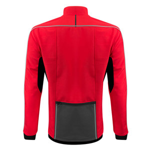 Men's Red Gray Color Blocking Fleece <b>Jacket</b> Windproof Stand Collar <b>Zipper</b> Closure Sporty Style Autumn Wear - Product Image 5