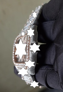 Montre mécanique de luxe pour homme, style Hip Hop, squelette carré, en or rose, entièrement sertie de moissanite - Product Image 3