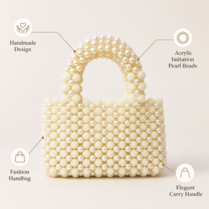 Bolso de Mano Clásico Hecho a Mano con Cuentas Cuadradas de Acrílico para Mujer, Bolso de Fiesta, Bolso de Hombro para Boda, con Cierre Magnético - Product Image 6