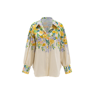 Camisa de Fiesta para Mujer, Casual, Verano, Transpirable, Algodón, Patchwork, Bordado a Mano, Cuello Camisero, Manga Larga, Estilo Simple - Product Image 4