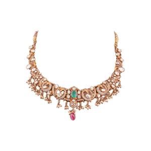 Stunning Gajaah 925 Sterling <b>Silver</b> Emerald Necklace & Earrings Set Pure <b>Silver</b> Bridal Jewellery for Women <b>Choker</b> Necklace - Product Image 2