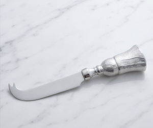 Cuchillo para queso de cerámica con mango de zinc plateado, perfecto como utensilio de cocina y para uso doméstico. - Product Image 1