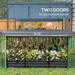 Large Size Galvanized Metal <b>Planter</b> Protective Cage and Shade Gray Raised Garden Bed for Flowers and <b>Vegetables</b> - Product Image 6