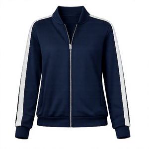 Chaqueta extragrande con logotipo personalizado para mujer, con cierre y pantalones deportivos de cintura alta con bolsillos, conjunto de sudadera con capucha y pantalones deportivos para otoño. - Product Image 2