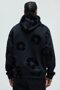 Mens Oversized Washed <b>Black</b> 100% Cotton <b>Fleece</b> Eco-Friendly Hoodie and Sweatpants Set Streetwear Style Vintage Pullover Hoodie - Product Image 2