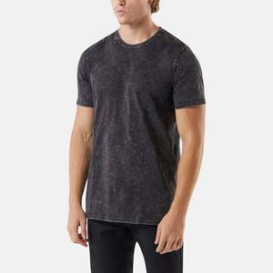 T-shirt vintage tendance délavé à l'acide pour homme, 100 % coton doux, coupe décontractée, noir, style streetwear vintage - Product Image 6