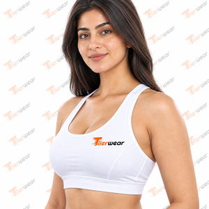 เสื้อชั้นในกีฬาสีขาวแบบไร้สายสำหรับผู้หญิง ยี่ห้อ TiIerwear คอกลม รองรับปานกลาง ระบายอากาศได้ดี เหมาะสำหรับโยคะ เป็นมิตรกับสิ่งแวดล้อม สีพื้น - Product Image 4