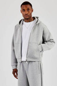 Nouvel Arrivage Survêtement Homme Hiver en Coton Lourd de Haute Qualité, comprenant un Hoodie Boxy Gris Personnalisé et un Pantalon Large Brodé - Product Image 3
