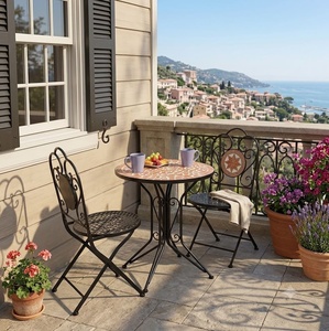 Ensemble de jardin 4 places en fer forgé au design européen traditionnel, revêtement poudré, écologique, résistant aux intempéries, KHP - Product Image 3