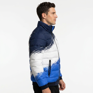 Chaqueta Acolchada para Hombre Storm Fit, con Capucha, Cierre de Cremallera, Resistente al Viento, Informal de Invierno, Azul y Blanco, Corte Regular - Product Image 6