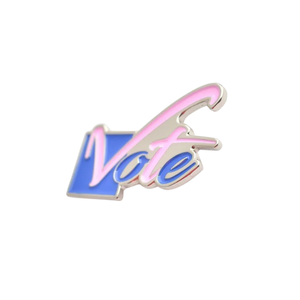 Pink and Blue Vote Lapel <b>Pin</b> Gold Tone Enamel <b>Badge</b> for Suit Hat Backpack Shirt Campaign Event Fashion Accessory Gift - Product Image 1