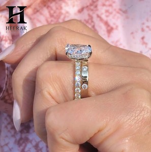 Luxury Lab Grown Elongated Cushion Diamond Engagement <b>Ring</b> Set 14K Gold <b>Thick</b> Flat Band Solitaire Shared Prong Eternity Bridal - Product Image 2