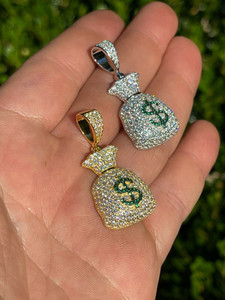 Men's Hip Hop <b>Solid</b> Real <b>Gold</b> Plated Money Bag <b>Pendant</b> With Dollar Sign Charm Hiphop Style Alloy Necklace - Product Image 4