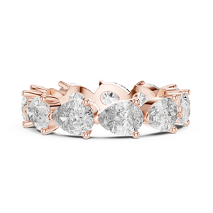 Bague d'éternité de luxe en or rose 10K/14K/18K ou argent 925 avec diamants de laboratoire en forme de poire pour femme - Product Image 4