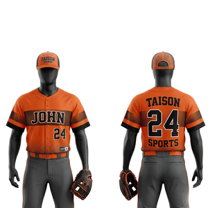 Maillot de softball en polyester premium 180 GSM, gris, noir, rouge, avec panneau à rayures fines et logo personnalisé en twill. - Product Image 2