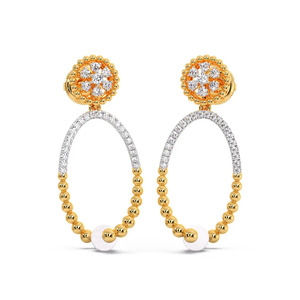 Pendientes de arco floral de piedra blanca dorada - Product Image 1