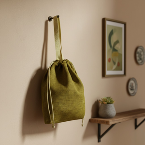 Sac à cordon en jute écologique de haute qualité avec poignée |   Pochette de rangement anti-poussière réutilisable, emballage pour la vente en gros, sac cadeau - Product Image 6