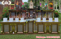 Comptoir de buffet au design brillant pour la décoration de fêtes et de mariages, acier inoxydable élégant, couleur personnalisée, taille durable et personnalisée