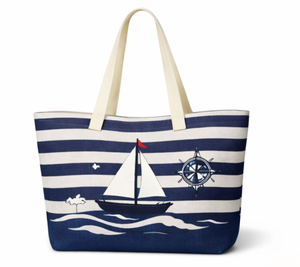Sac fourre-tout en toile sur mesure, grand sac de plage en toile, sac à bandoulière en toile, sac en toile rayé nautique pour la gym et les voyages - Product Image 5
