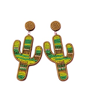 Boucles d'oreilles élégantes faites à la main, brodées de perles, pour soirée, tendance, en perles de rocaille, pour femme, été - Product Image 5