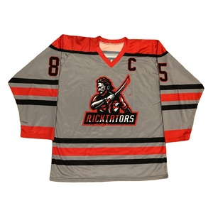 Camiseta de hockey sobre hielo de sarga sublimada personalizada con cuello en V clásico servicio OEM GSM 180-230 para jugadores - Product Image 1