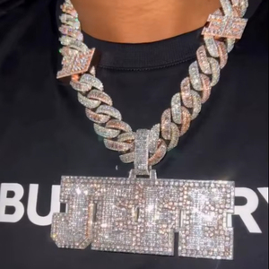 Best Selling Custom <b>Initial</b> Pendant <b>Necklace</b> Handcrafted Unique Letter Jewelry Her Moissanite 925 <b>Silver</b> Gold Plated Hip Hop - Product Image 1