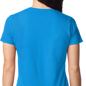 Camiseta de Mujer de Peso Medio en Color Zafiro, Algodón Suave, Manga Corta, Cómoda, Informal, Básica, de Primera Calidad - Product Image 5