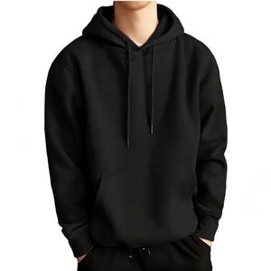 Vêtements pour hommes en gros, sweats à capuche noirs de haute qualité, logo personnalisé, sweats à capuche surdimensionnés en coton 100% lourd pour hommes - Product Image 1