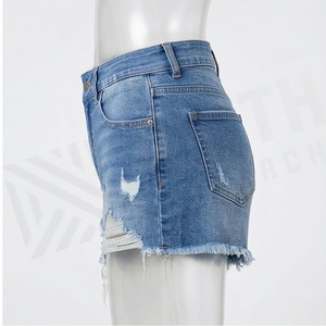 Shorts en jean pour femmes, vêtements décontractés à la mode, nouveau style, shorts taille haute pour femmes, bas de tenue d'été, couleur personnalisée, style tendance streetwear - Product Image 3