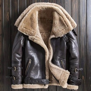 Veste bomber B3 pour homme, en cuir véritable RAF Aviator, col montant, logo sur le devant en toile, respirante, séchage rapide - Product Image 2