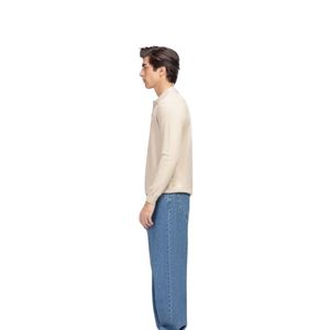 Suéter Polo de Manga Larga Color Marfil para Hombre, Cuello Camisero, Botones al Frente, Estilo Casual Elegante, Tejido de Punto, Fabricante Personalizado - Product Image 4