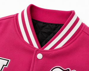 Veste universitaire SINEWY SPORTS Rose Madder avec manches crème, motif brodé palmier et lettres LA, style preppy unisexe, pour l'automne - Product Image 5