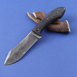 Cuchillo de caza nórdico de acero de Damasco con hoja fija y mango de madera Pakka de grado industrial, personalizado OEM - Product Image 3