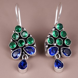 Pendientes Colgantes Étnicos Bohemios Tribales de Latón Oxidado Plateado para Mujer |   Regalo Vintage con Cristales y Diamantes de Imitación - Product Image 4