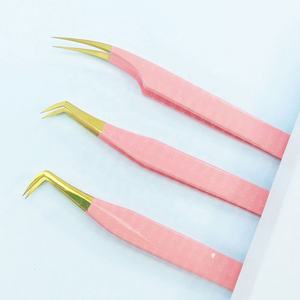 แหนบต่อขนตาคิงกิสต์ โปรเฟสชั่นแนล พรีเมียม คุณภาพสูง ผลิตจากสแตนเลส สีชมพูอ่อน ปลายเฉียง สำหรับต่อขนตาแบบวอลลุ่ม ปรับแต่งได้ - Product Image 1