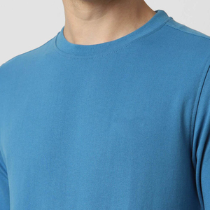 Sudadera de Hombre de Cuello Redondo, Oversize, de Invierno, Transpirable, de Secado Rápido, Color Azul Sólido, de Alta Calidad y Sostenible, Mezcla de Algodón Personalizada - Product Image 3