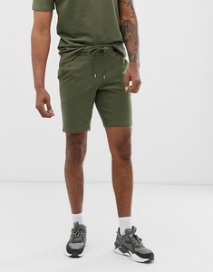 Ensemble t-shirt à manches courtes et short pour homme, vert olive, col rond, couleur unie, coton léger, vêtements d'été décontractés - Product Image 2