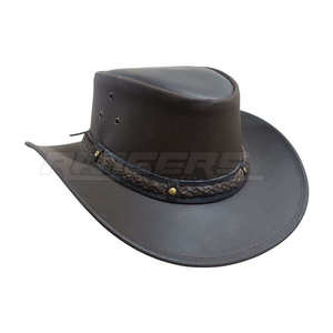 Wholesale Cowboy <b>Hats</b> Black Genuine Leather <b>Western</b> <b>Hat</b> with Braided Band Outdoor Travel Spring Autumn Style Unisex Fashion <b>Hat</b> - Product Image 1