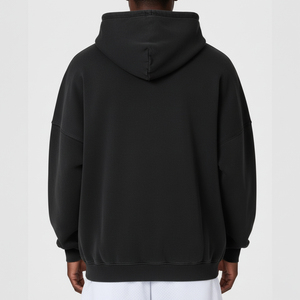 Sweat-shirts noirs unisexes personnalisés OEM en molleton 100 % coton, brodés de perles, respirants, de haute qualité, coupe oversize et ample pour homme, hiver - Product Image 2
