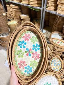 Plateau en rotin et nacre fait main pour la décoration intérieure, service et présentation – Artisanat traditionnel vietnamien - Product Image 4